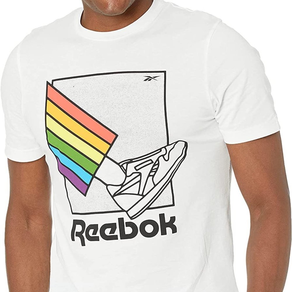 🆕Reebok Men's and Women's Training Supply Pride Graphic Tee, WHITE, NWT, Authen
